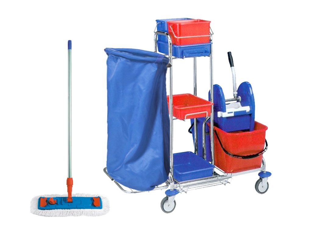 

Zestaw wózek do sprzątania 2x17l Chrom + Mop