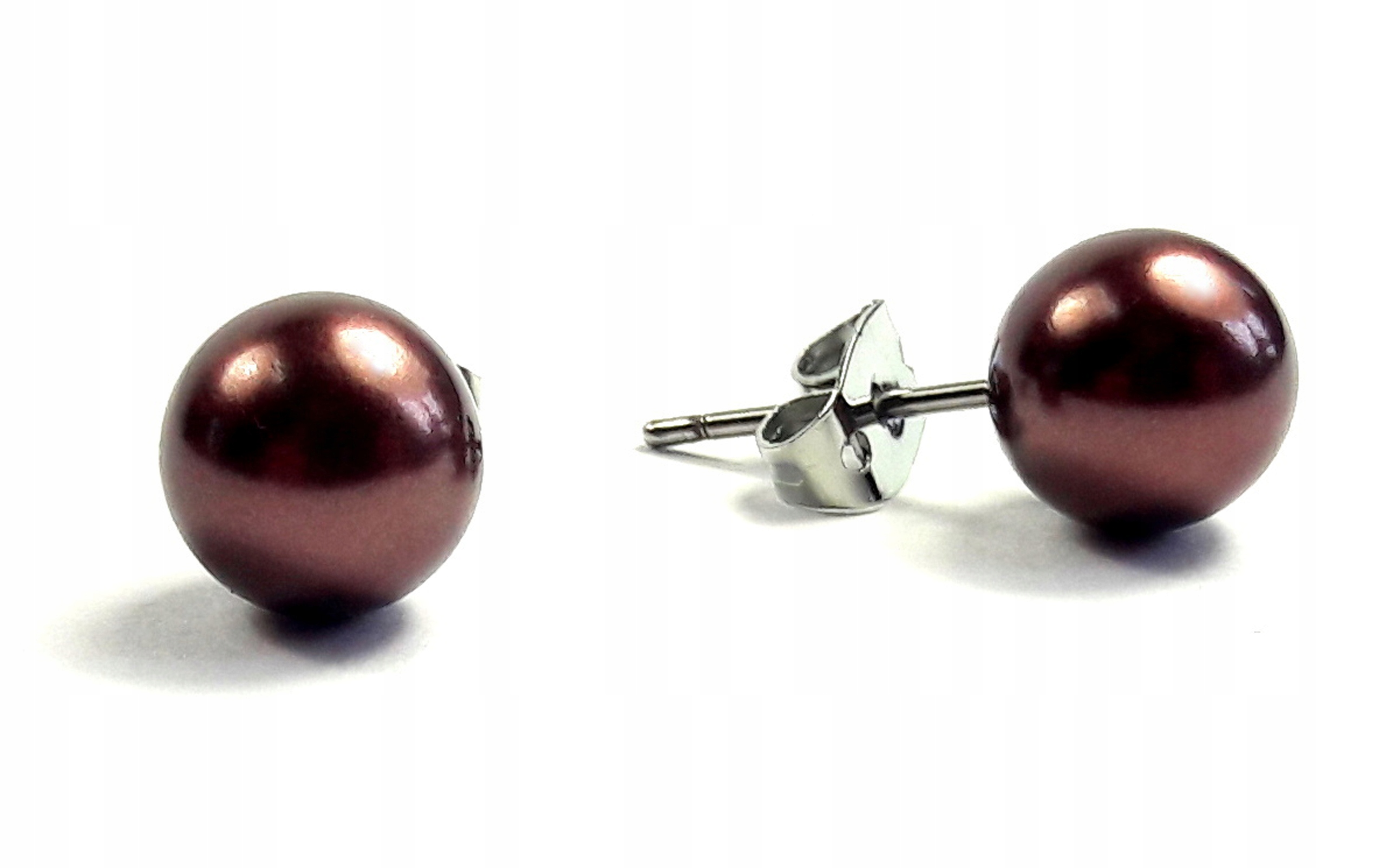 

Kolczyki perełki 10 mm perła ciemnobrązowa