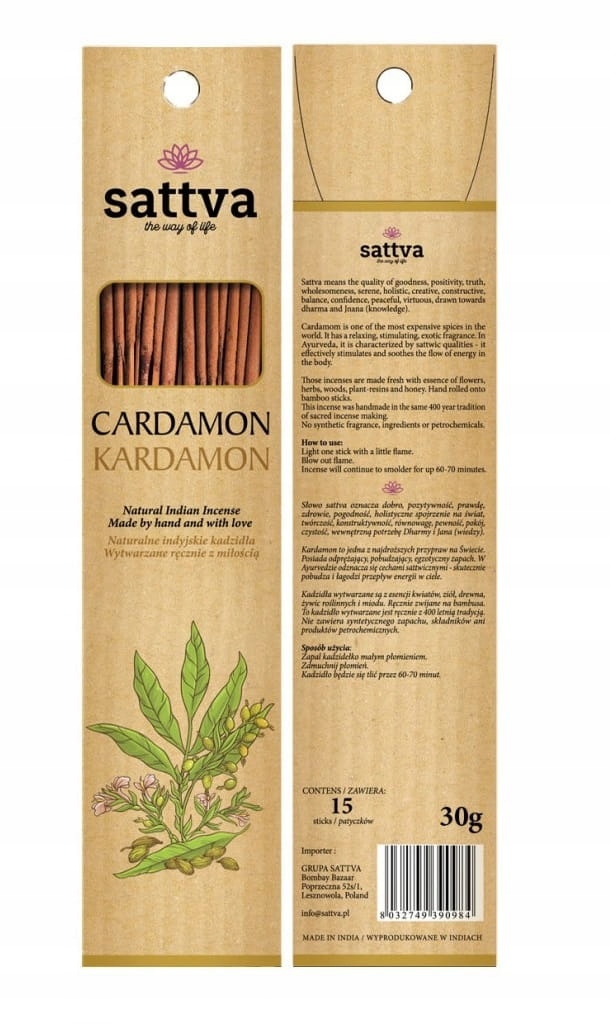 

Sattva Naturalne Indyjskie Kadzidło Kardamon