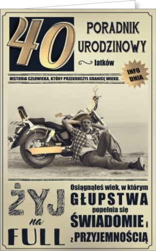 

Kartka na 40 urodziny z życzeniami i kopertą U10