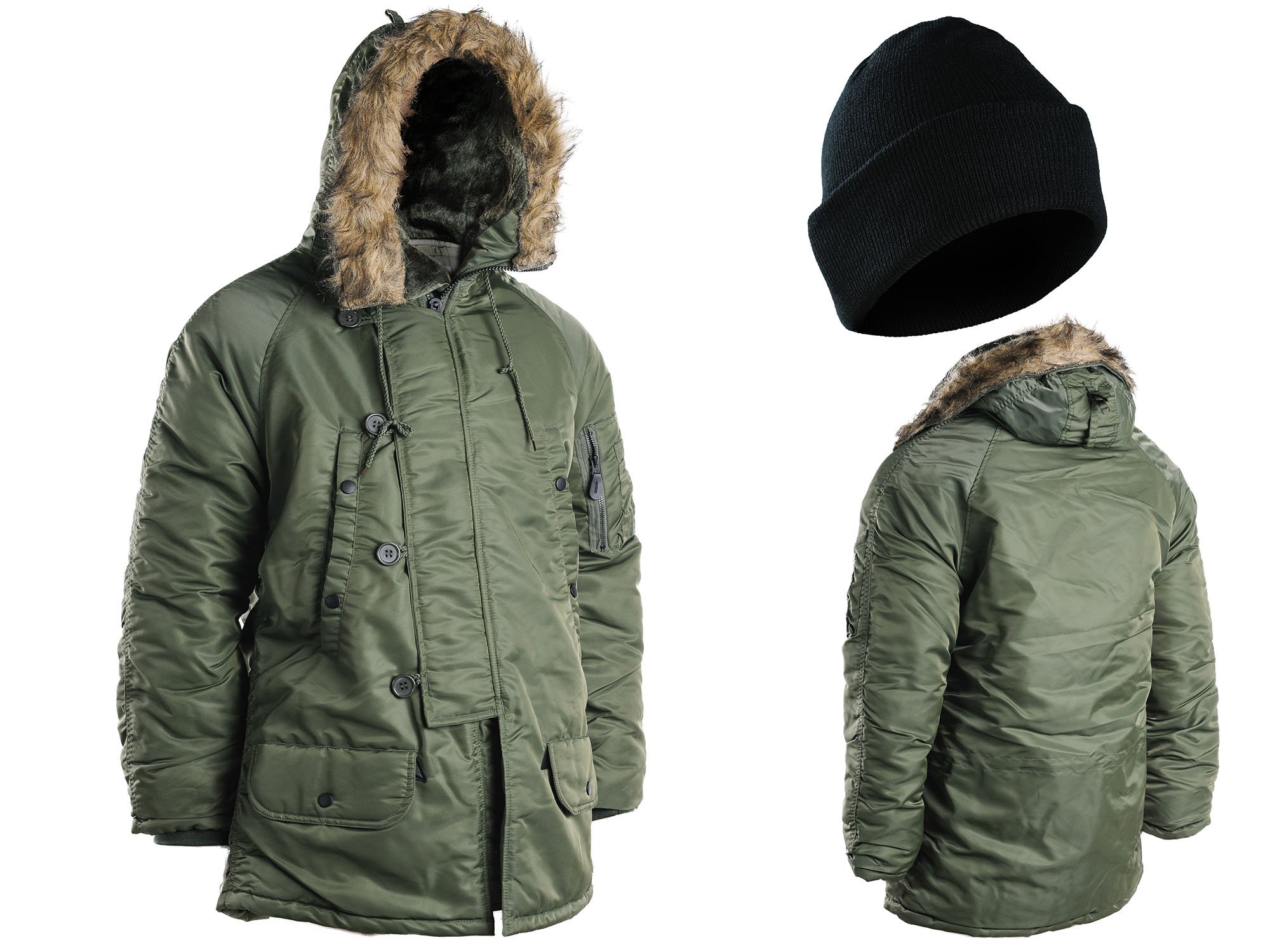 Kurtka Wojskowa Zimowa Parka Alaska z Kapturem N3B Mil-Tec Zielona XL