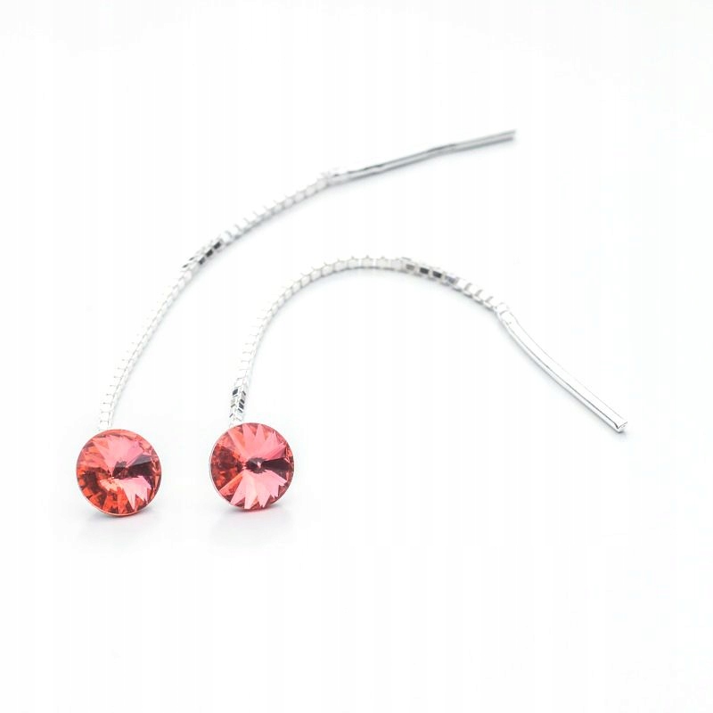 

Srebrne długie kolczyki z kr. Swarovski 6mm Padpa