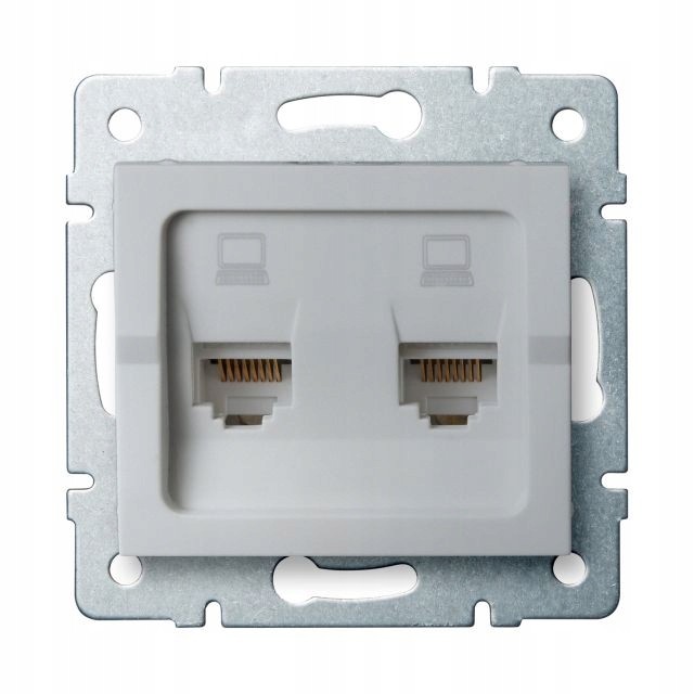 

Gniazdo podwójne RJ45 Cat 6 Logi srebrne Kanlux