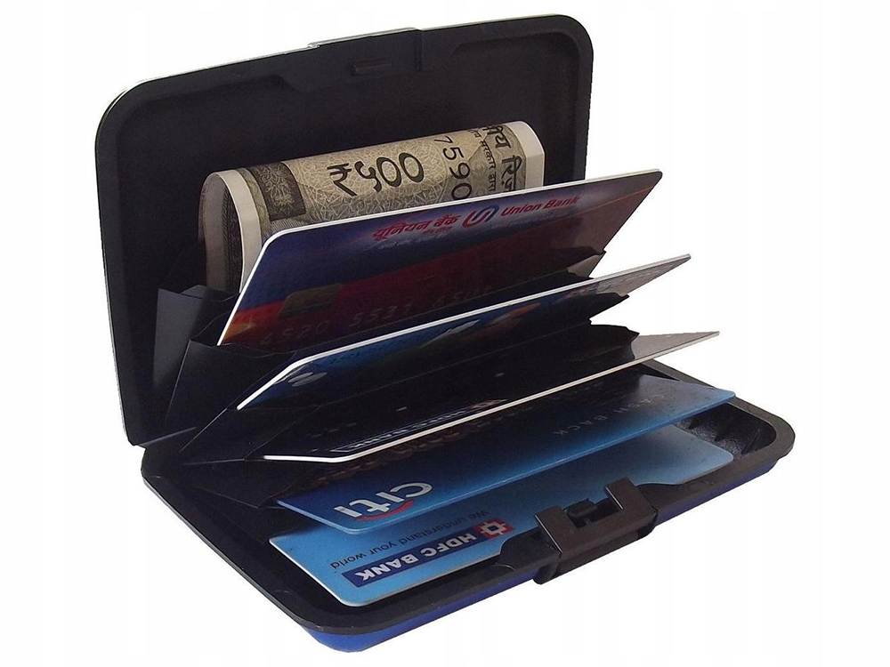 portfel etui aluminiowe na karty dokumenty niebieski | 15014_N — 5