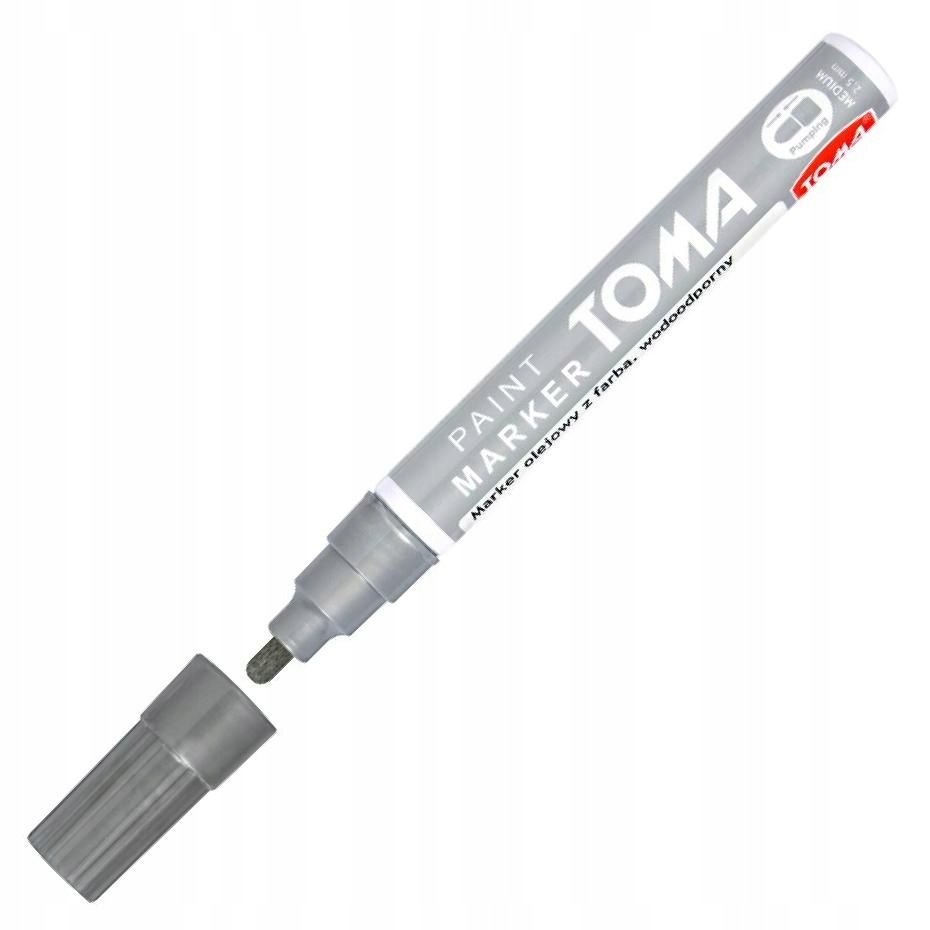 marker olejowy TOMA do malowania STALI,GUMY,DREWNA,PLASTIKU I SZKŁA-SREBRNY — 4