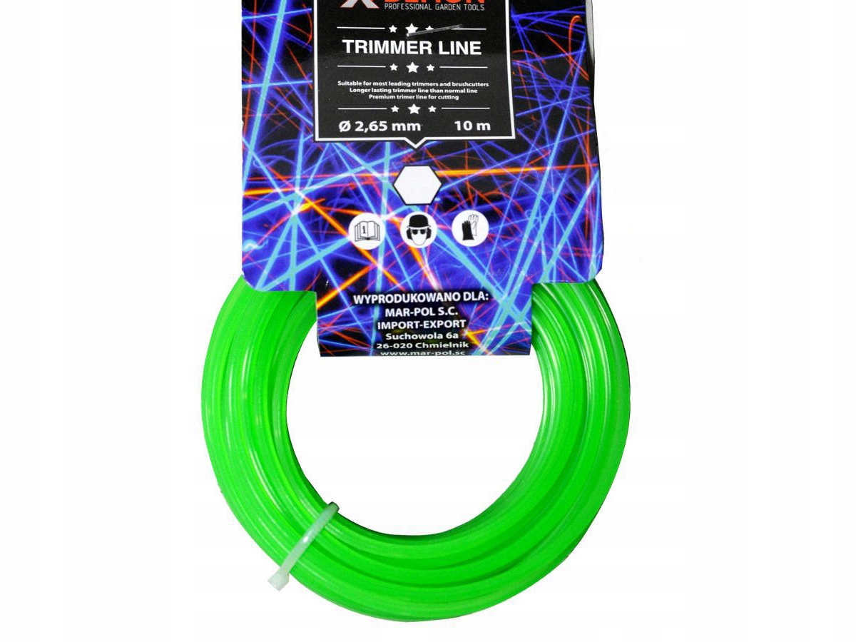 

Żyłka Tnąca 2.65mm 10m Sześciokątna Zielona