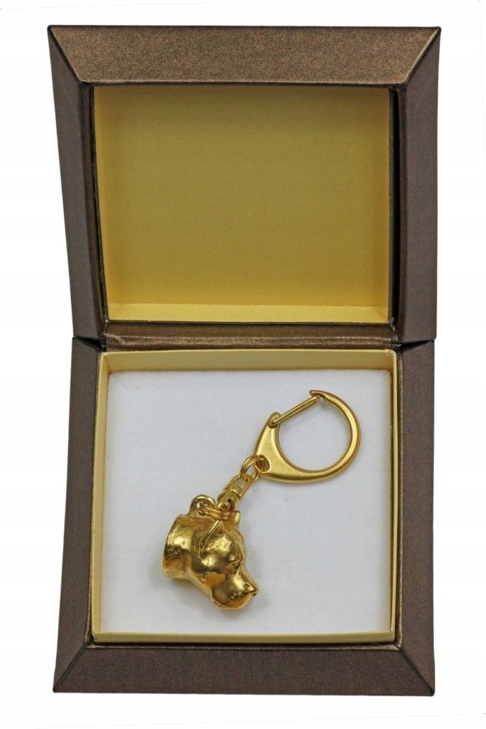 

Amstaff Pozłacany brelok w pudełku