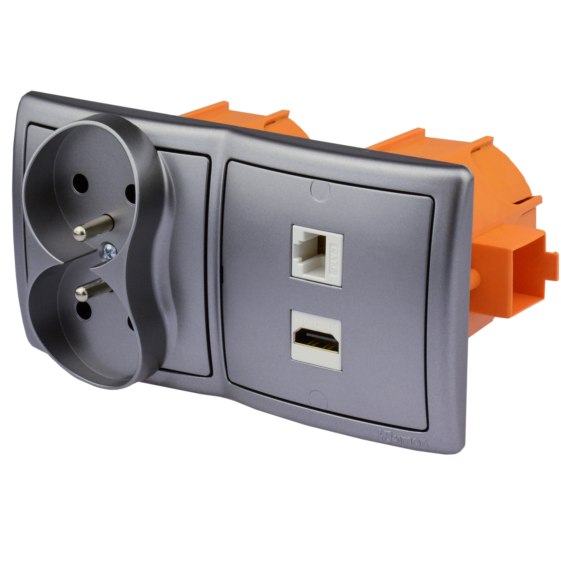 2× Gniazdo HDMI Kontakt Simon 230V RJ451/HDMI inox