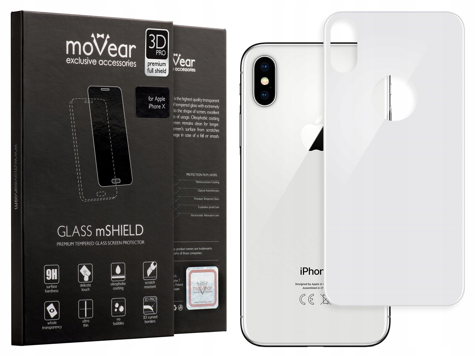 

Movear iPhone X Szkło Hartowane 3D Pro na Tył