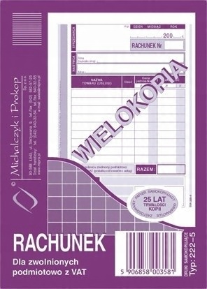 

Rachunek dla zwolnionych z Vat A6