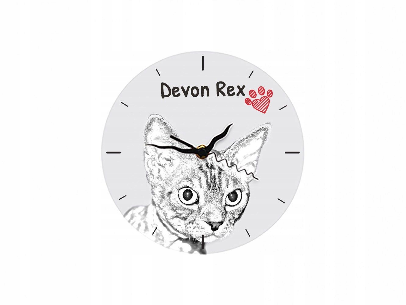 

Kot Devon rex Stojący zegar z grafiką, Mdf