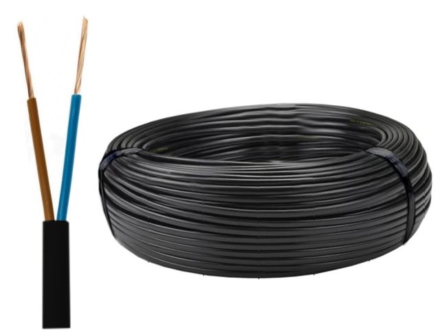

Kabel zasilający 2x0,75 OMYp płaski linka czarny