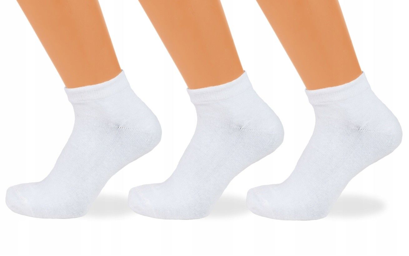

3 Pary Skarpetki Stopki Damskie Męskie Białe 35-38