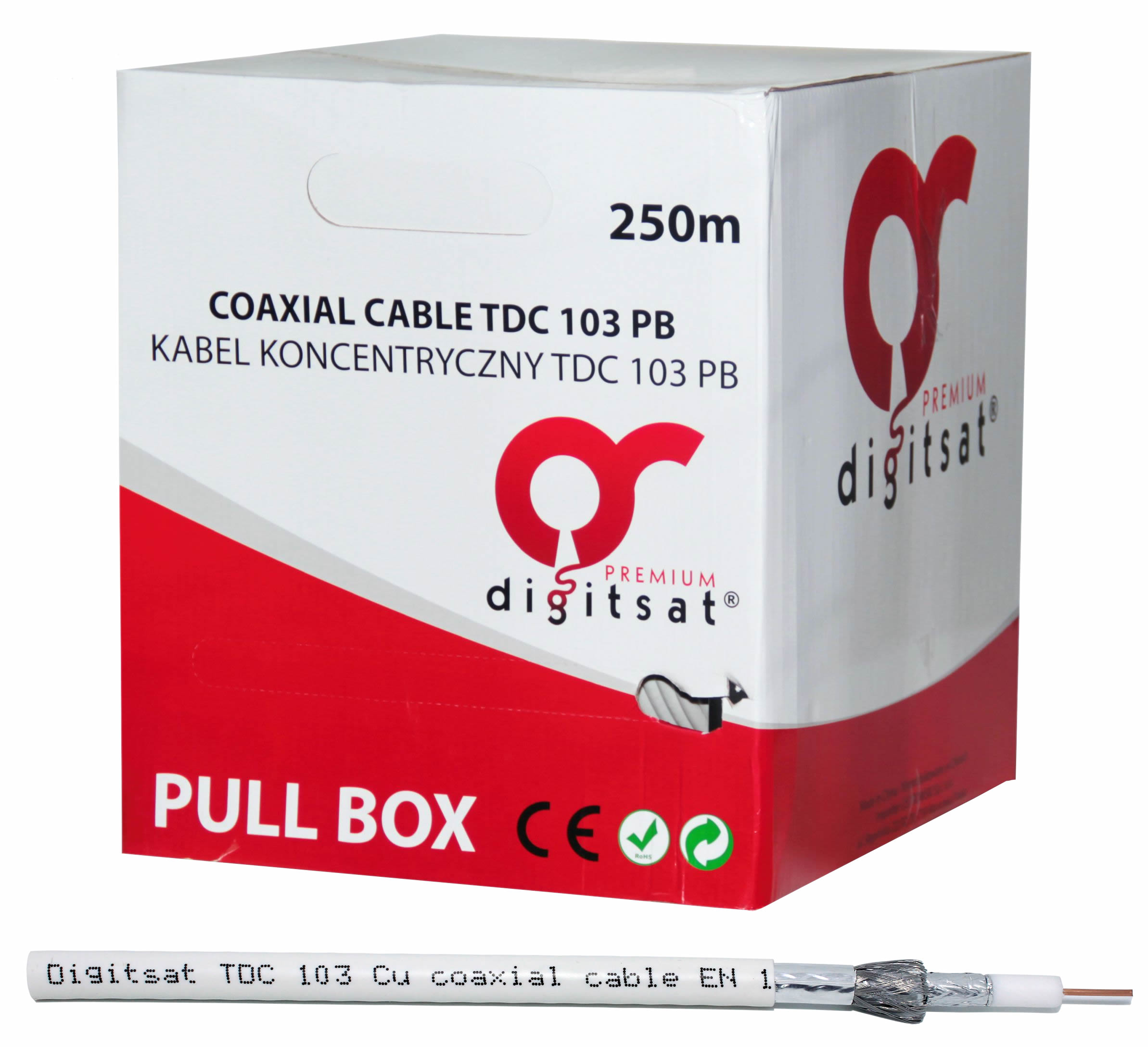 

Przewód Kabel Antenowy RG6 Cu Miedź Trishield 250M