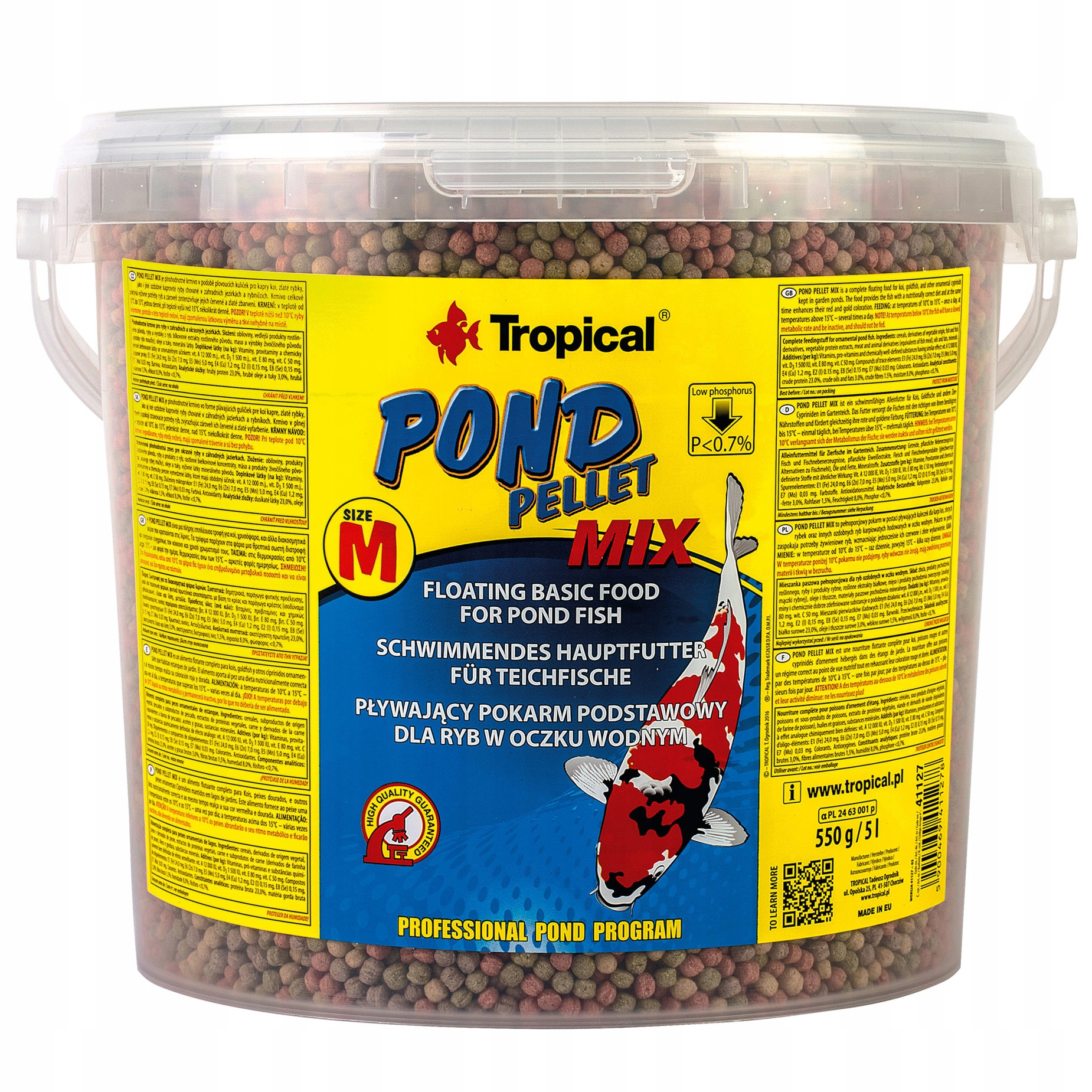 

Tropical Pond Pellet MIX M 5L -550g Pokarm Dla Ryb