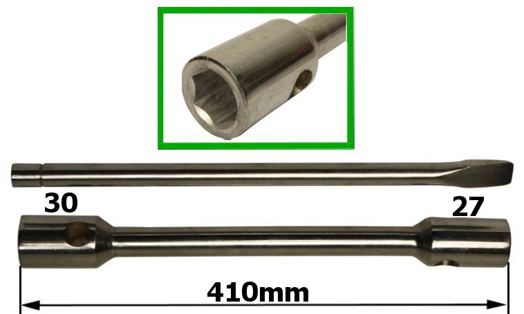 

Klucz do kół 27x30mm długość 410mm z przetyczką
