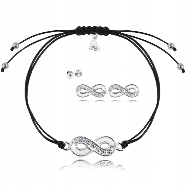 

Komplet srebrny czarna nieskończoność i Swarovski