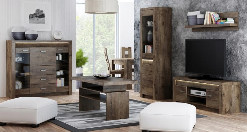 Meble INDIANA - Witryna narożna LED lewa (I-23) Wykończenie matowe