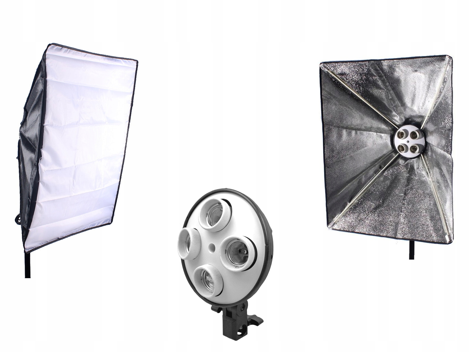 SOFTBOX 50x70 cm z oprawką na 4 lampy światła CIĄGŁEGO STAŁEGO żarówki E27