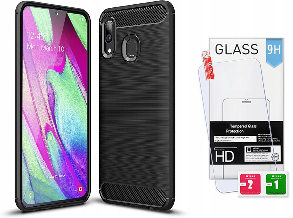 

Etui Pancerne Carbon Do Samsung Galaxy A40 Szkło
