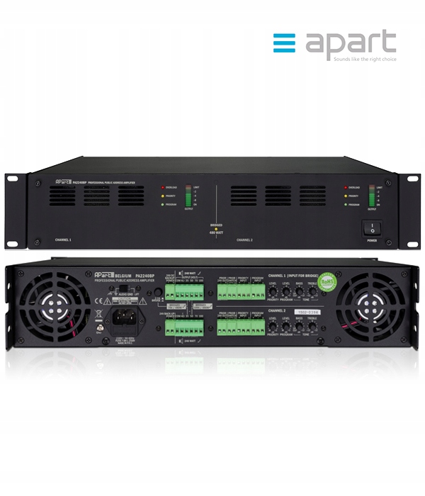 WZMACNIACZ CYFROWY 2-KANAŁOWY APART AUDIO PA2240BP Stan opakowania oryginalne