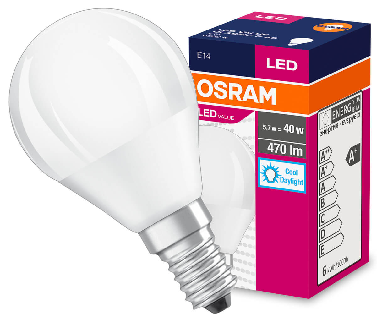 

Żarówka Led E14 Kulka P40 5,7W 40W 6500K Osram