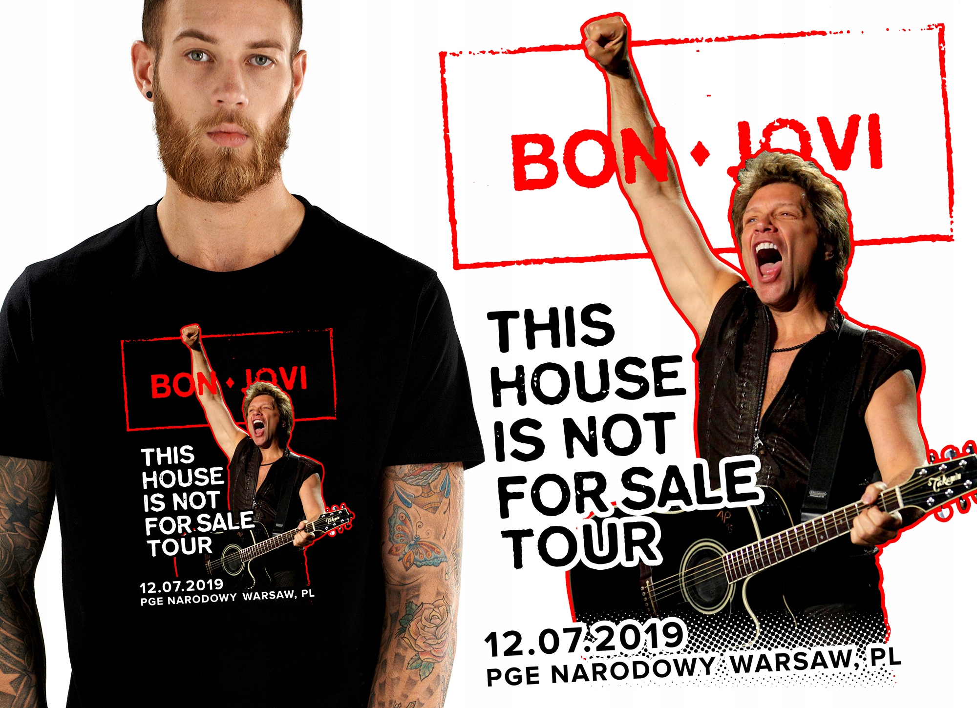 

Bon Jovi Tour 2019 Pge Warszawa Koszulka Męska XXL