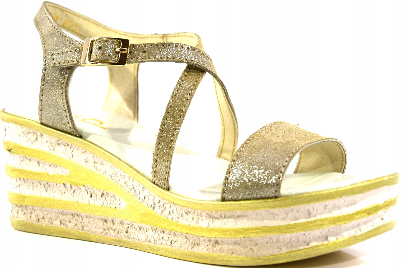 Sandály Letní Obuv Na Klínku Béžová 2104 VEL.40