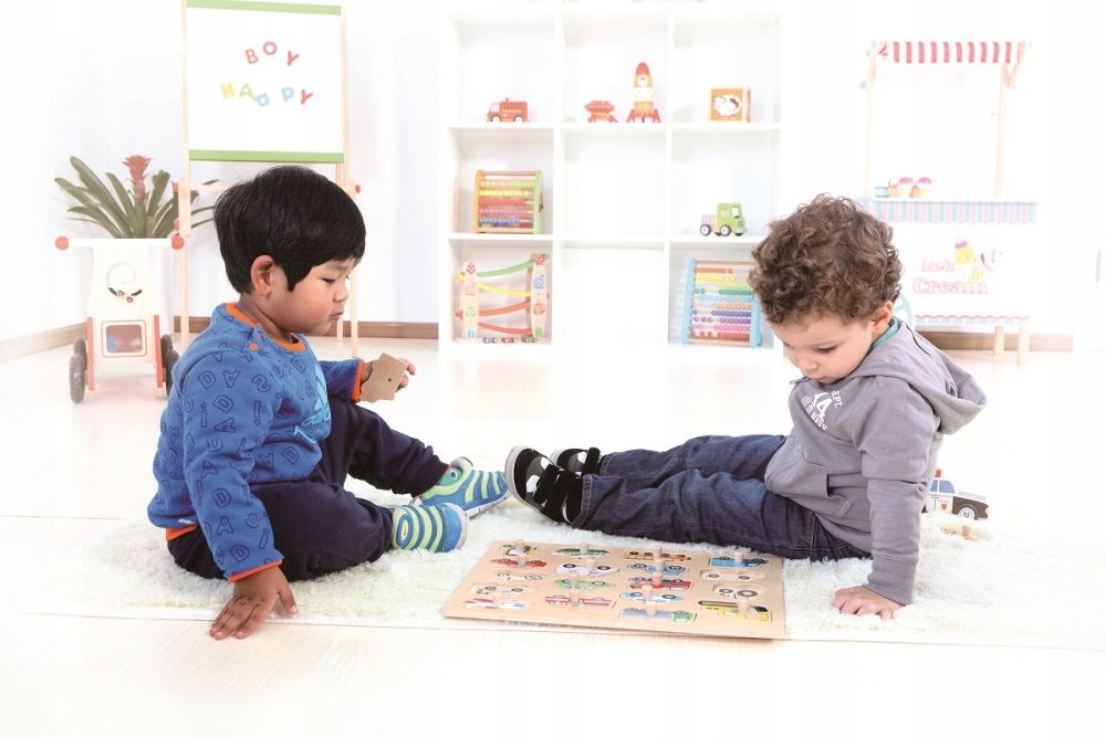 MONTESSORI UKŁADANKA ZWIERZĄTKA POJAZDY DREWNIANE PUZZLE Z UCHWYTAMI LELIN Bohater brak
