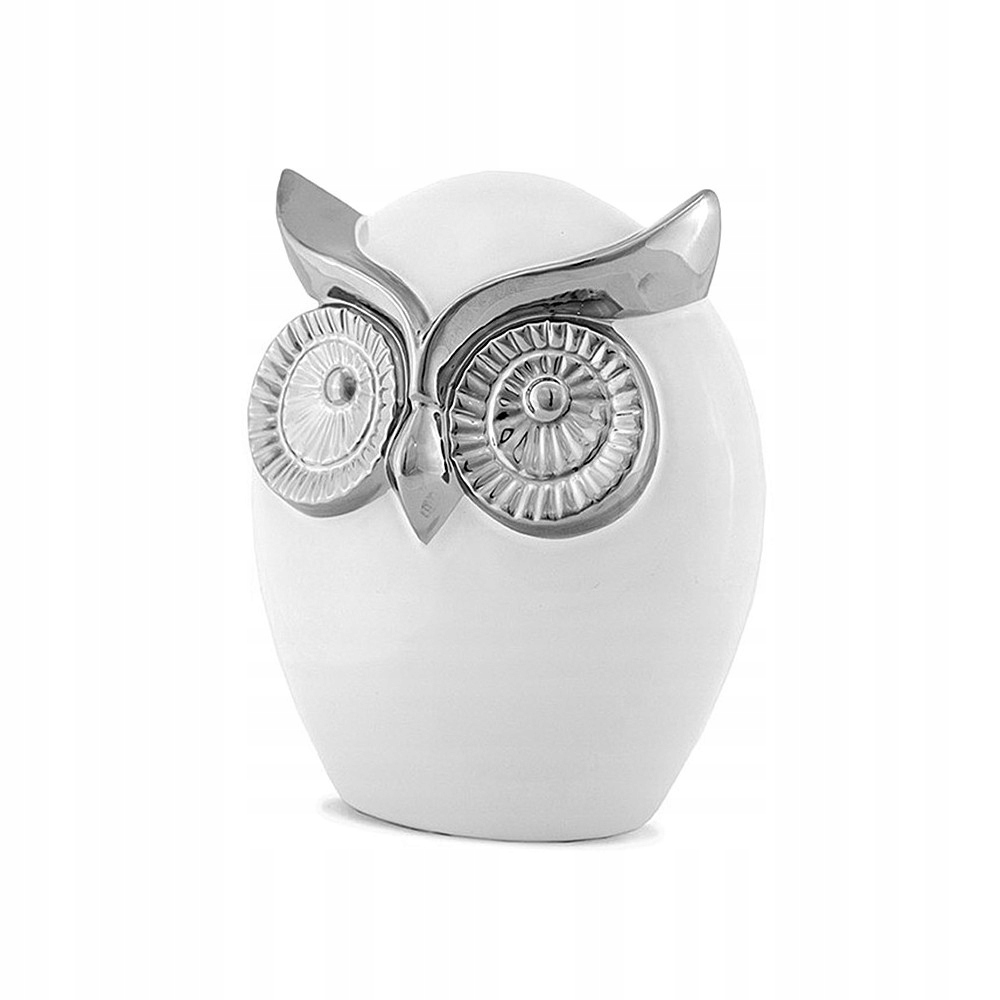 

Figurka Sowa Biała Srebrna 13cm Ceramiczna Połysk