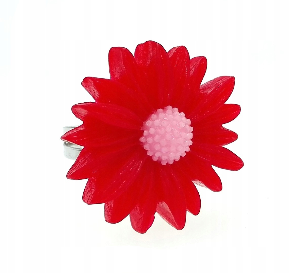 

Pierścionek stokrotka kwiatek czerwony daisy