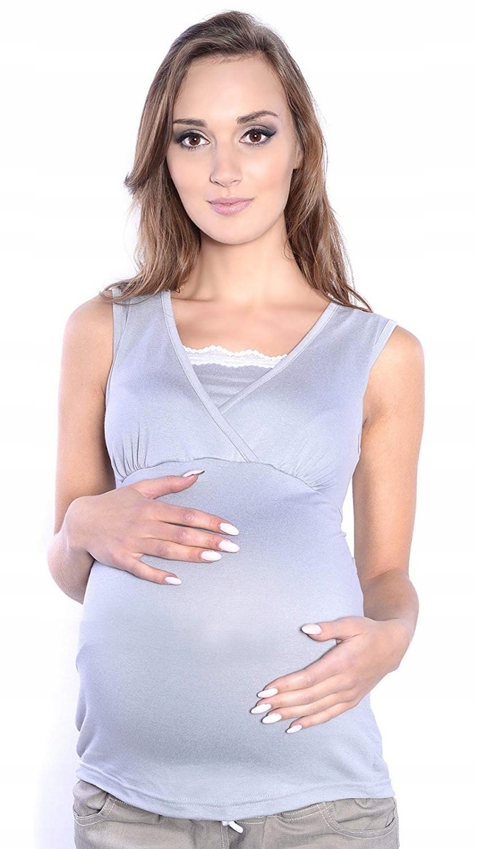 

Top ciążowy i do karmienia z koronką M45 szary XXL