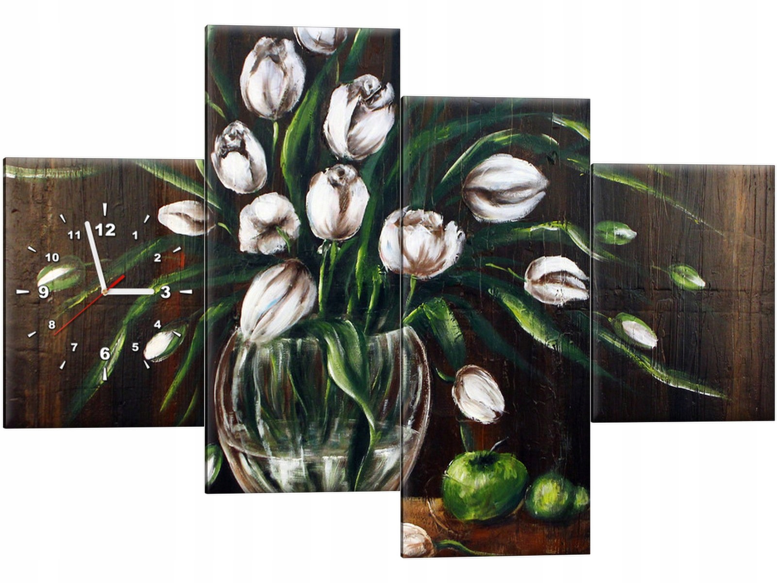 

Nowoczesny zegar na ścianę 120x80 do salonu Kwiaty