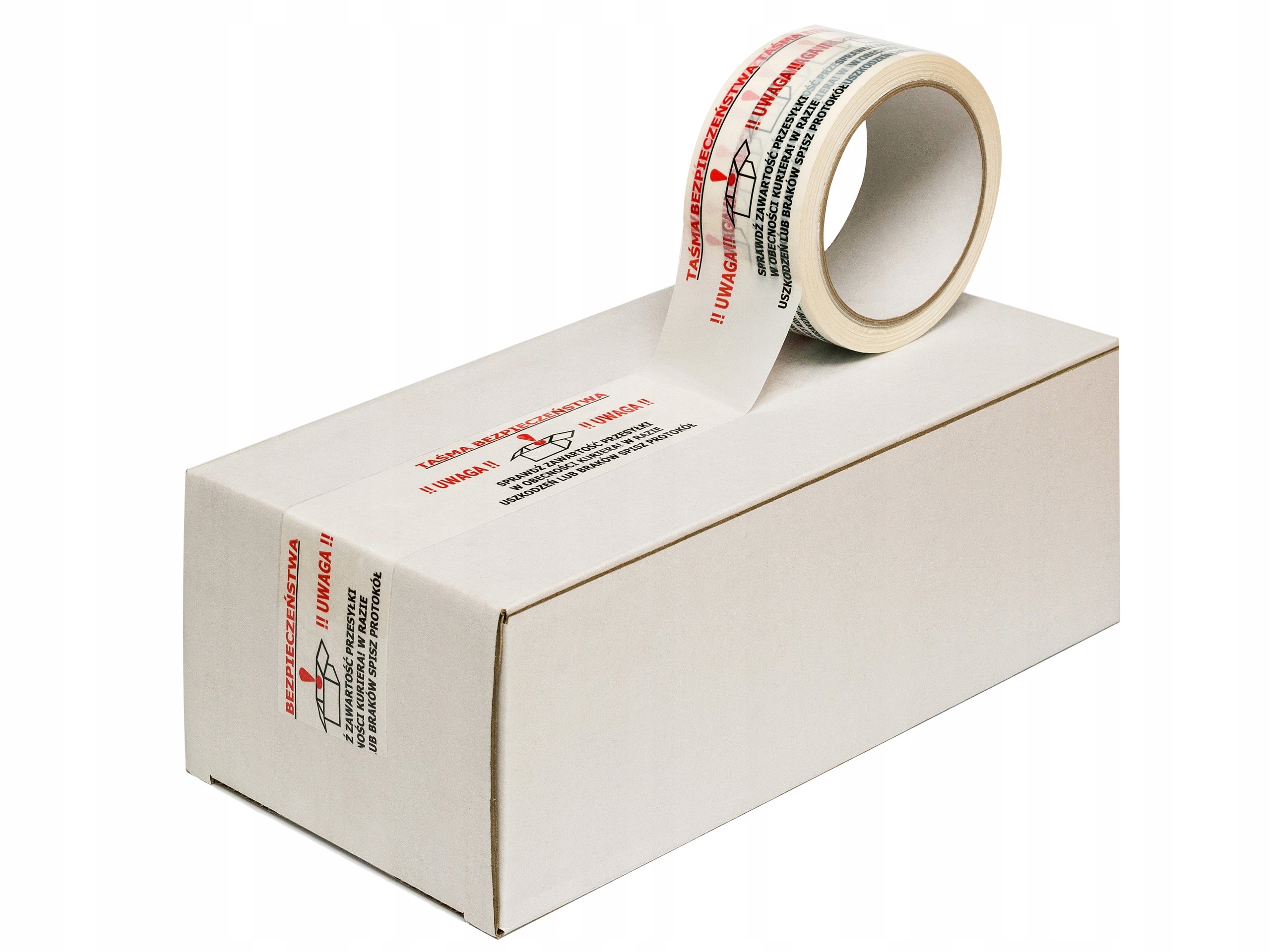 1x TAŚMA PAKOWA KLEJĄCA 48mm Z NADRUKIEM UWAGA