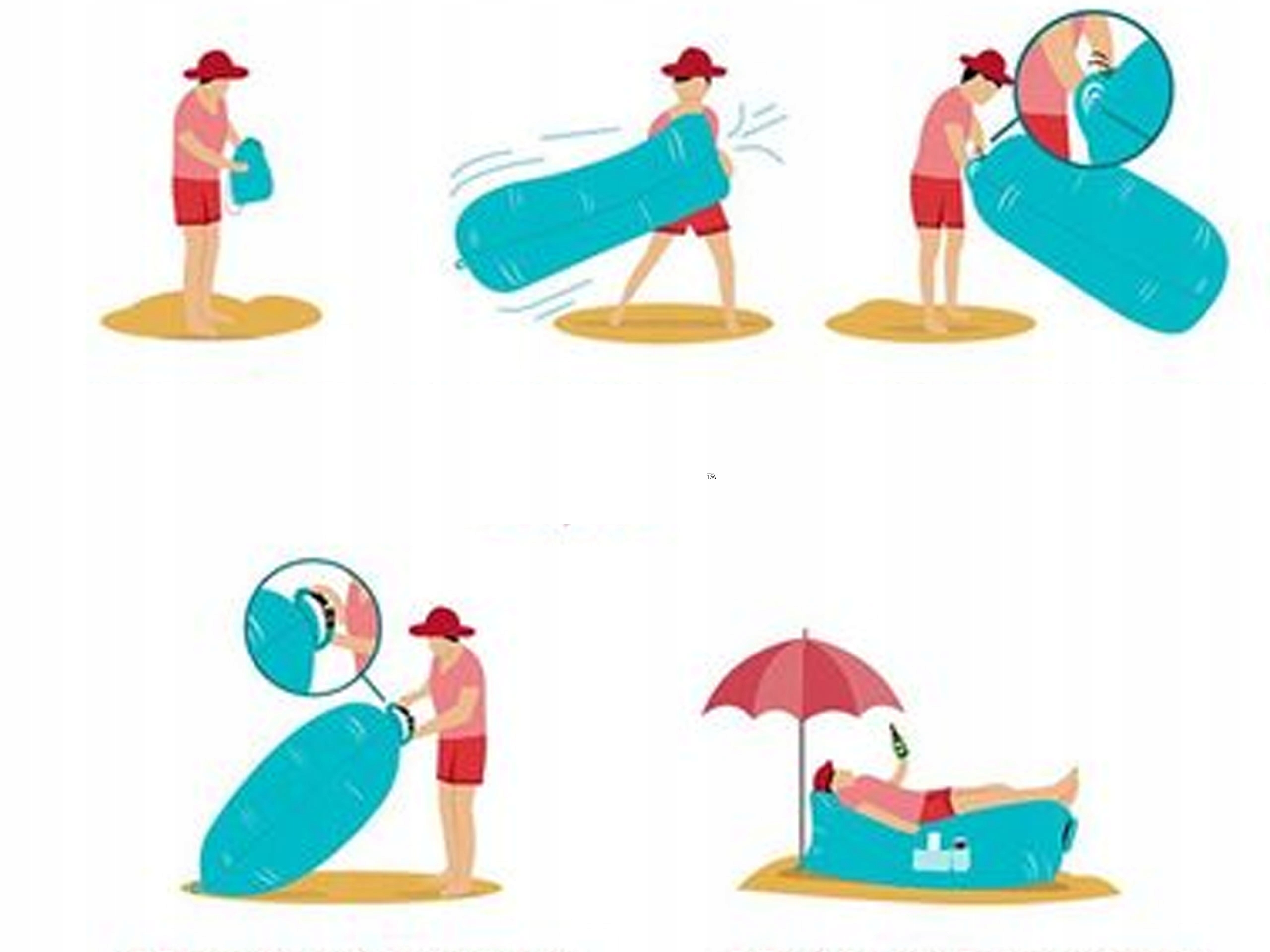 LAZY BAG MATERAC LEŻAK PLAŻOWY NA POWIETRZE RED Marka inna marka