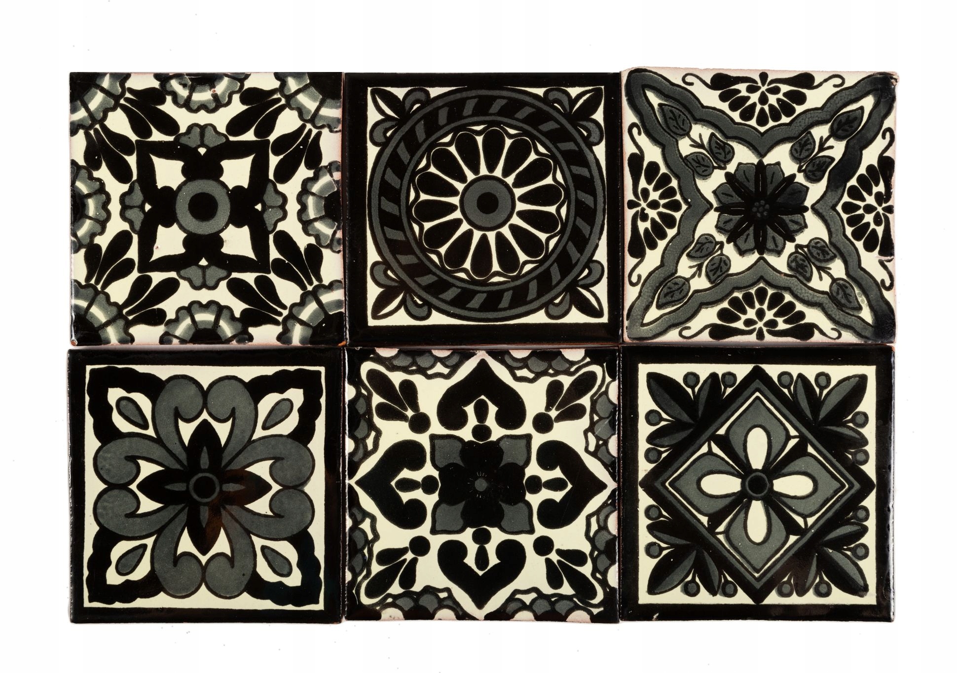 Płytki ceramiczne czarno-białe ścienne meksykański patchwork - Ferran Typ dekor