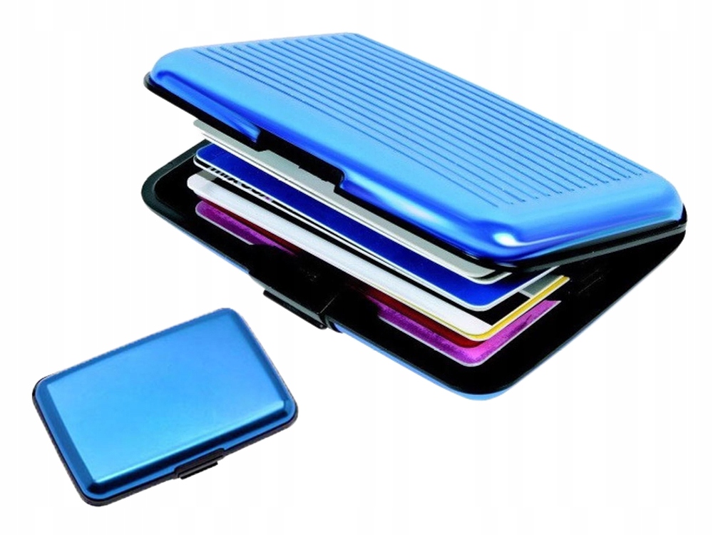 portfel etui aluminiowe na karty dokumenty niebieski | 15014_N — 2