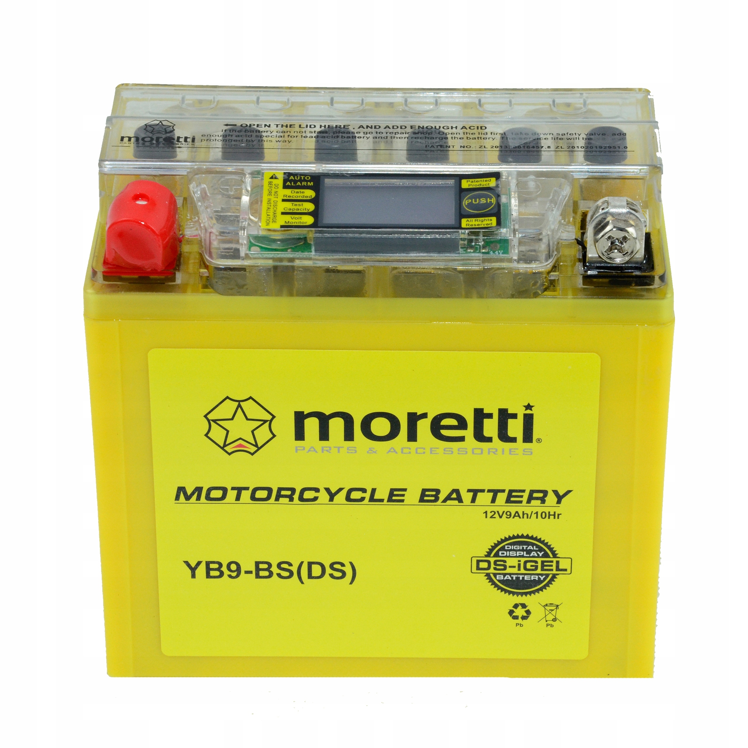 AKUMULATOR ZELOWY 12 9AH YB9-BS TESTER LCD Moretti