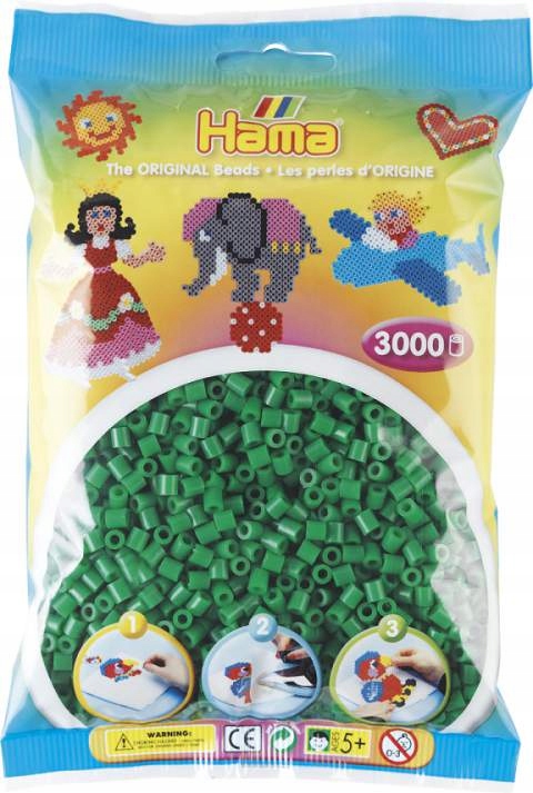 

Koraliki Hama MIDI 3000 Koralików 201-10 Zielone