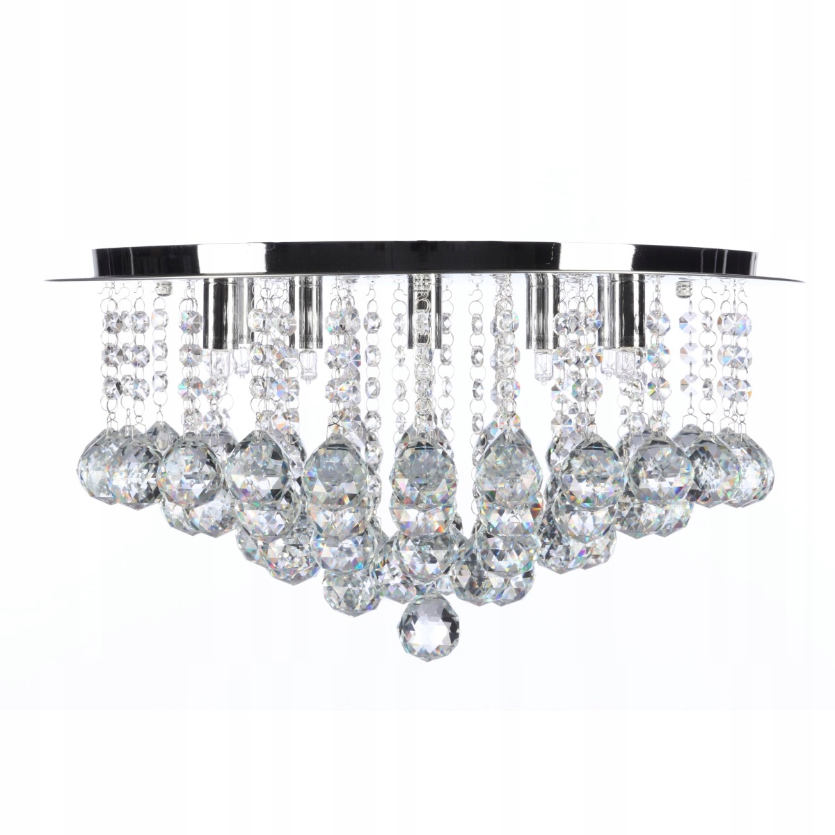 Chrómový stropné svietidlo s množstvom kryštálikov okrúhly do glamour salónu Bolla 48