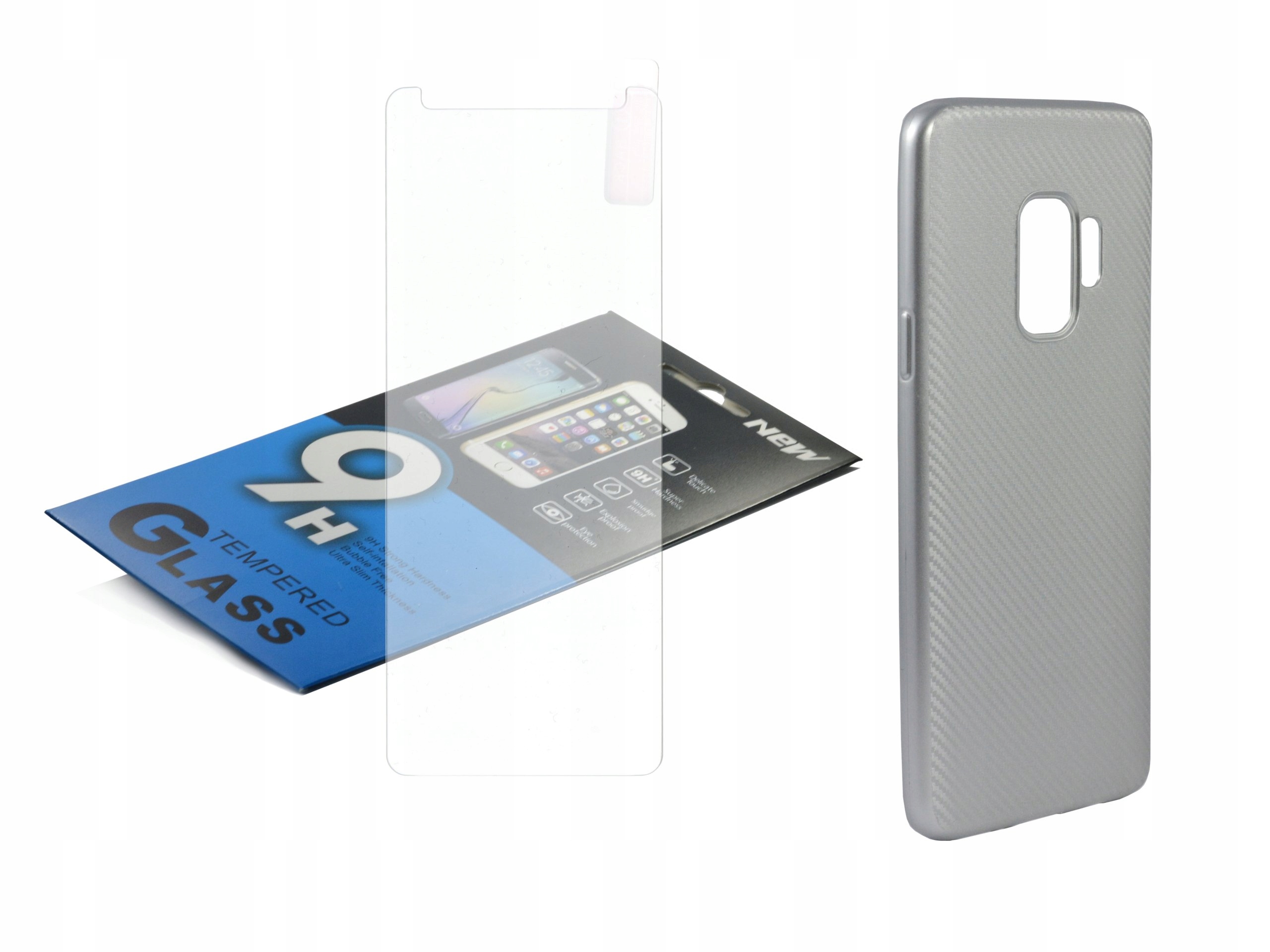 

Etui Carbon Fiber do Samsung S9 srebrny + szkło