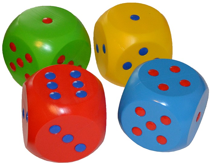 KOMPLET DUŻA LEKKA KOSTKA GRY 4 KOLORY DLA DZIECI
