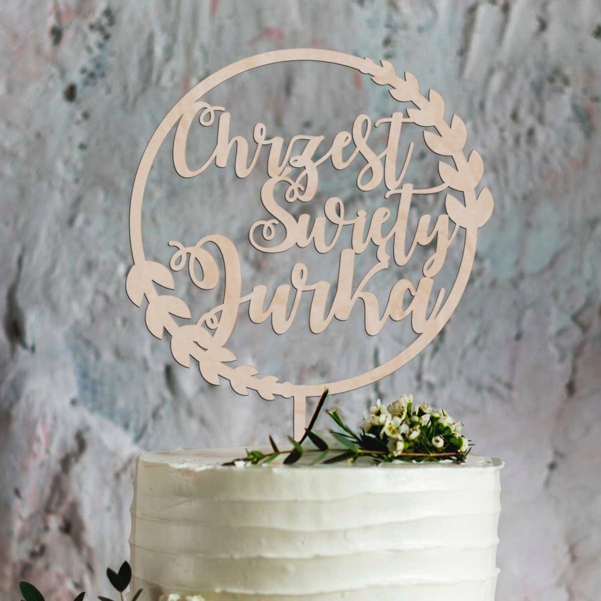 NAPIS DEKORACJA TORT CHRZEST ŚWIĘTY TOPPER CZARNY Kolor czarny