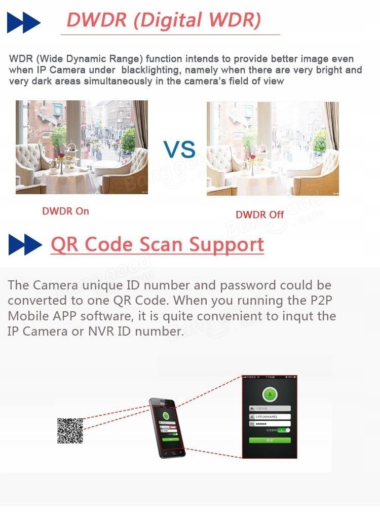 KAMERA IP SIECIOWA HD DZIEŃ/NOC QD100 Rozdzielczość 0.92 Mpx