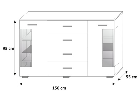 KOMODA ROMA WYSOKI POŁYSK różne kolory -LED GRATIS Kolekcja Roma