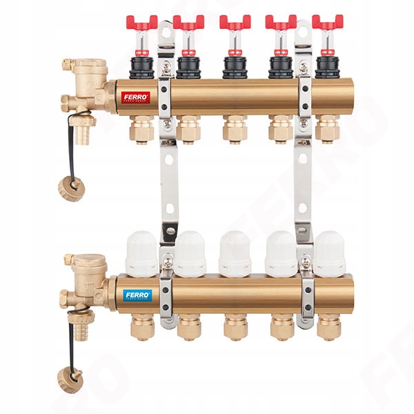 Ferro Mosadzný 3-cestný rozdeľovač N-RZP03S