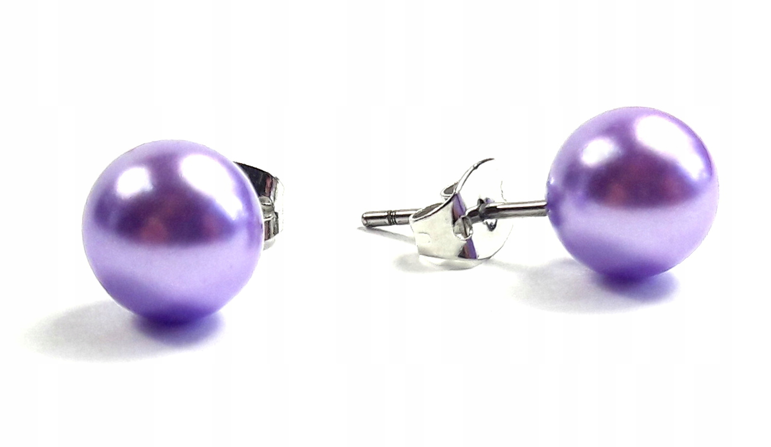 

Eleganckie kolczyki perełki 10 mm perła fioletowa