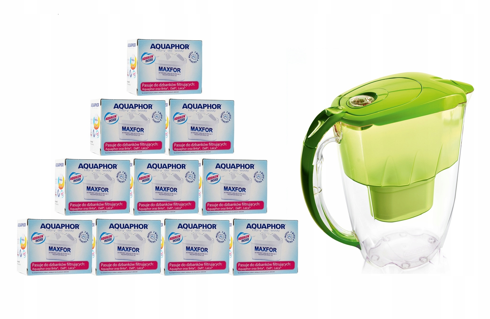 

Filtr Maxfor Brita Maxtra 10 Szt + Dzbanek Zielony