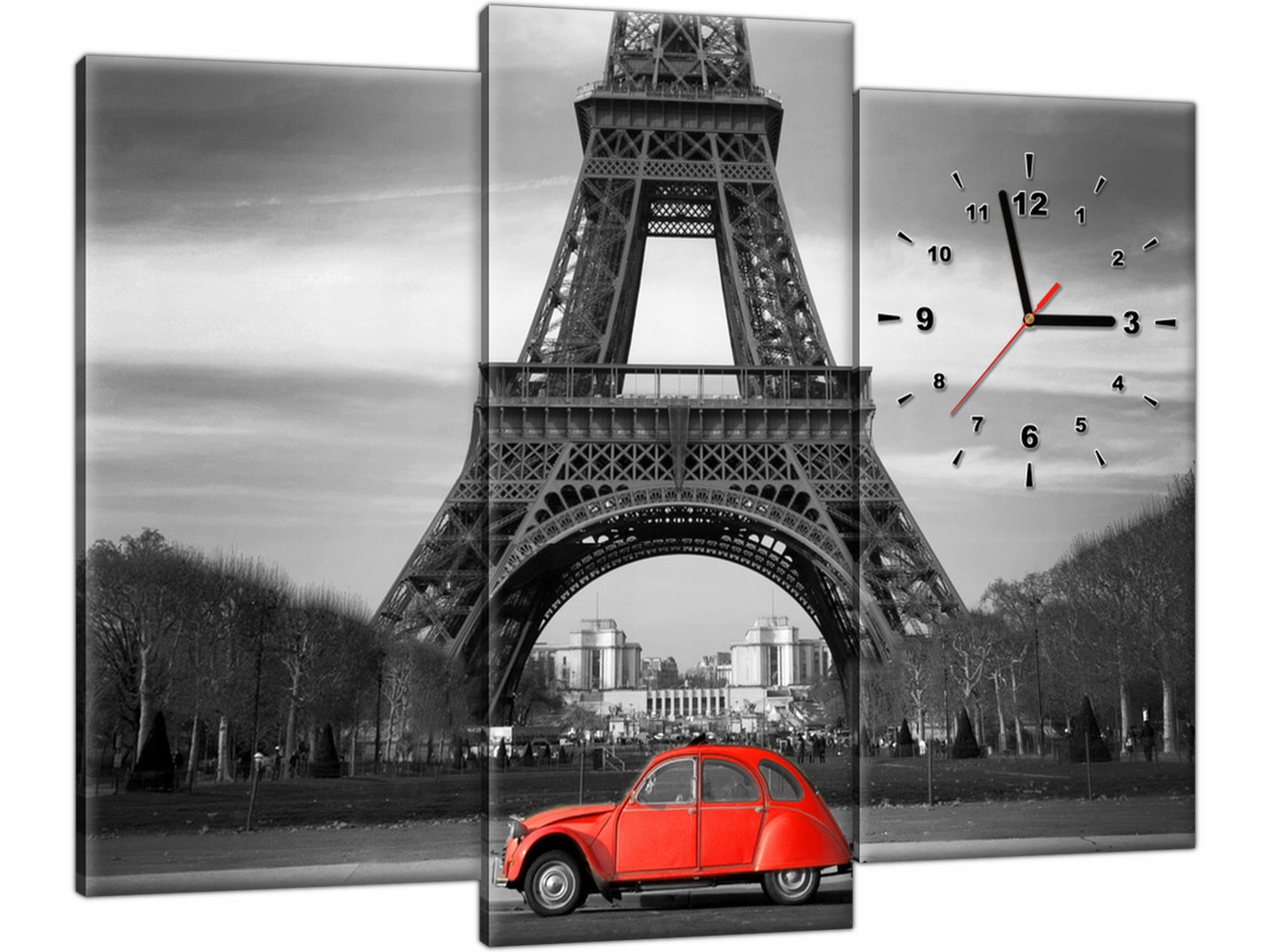 

Obraz z zegarem wieża Eiffla Garbus 90x70 Zegar