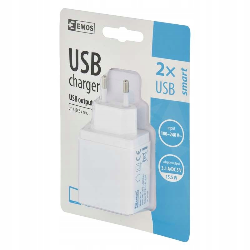 Zasilacz IQ USB SMART 3,1 A max 15W ładowarka EMOS Zasilacz IQ USB SMART 3,1 A max 15W ładowarka EMOS